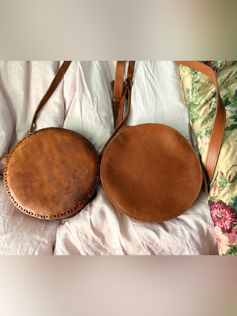 Madewell Classic Round Leather Crossbody Bag in Brown